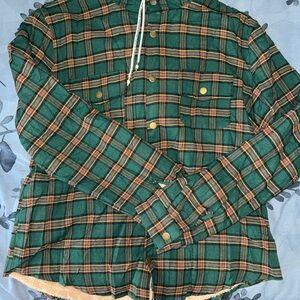 Zaful Green and Yellow Checkered Fleece Shirt